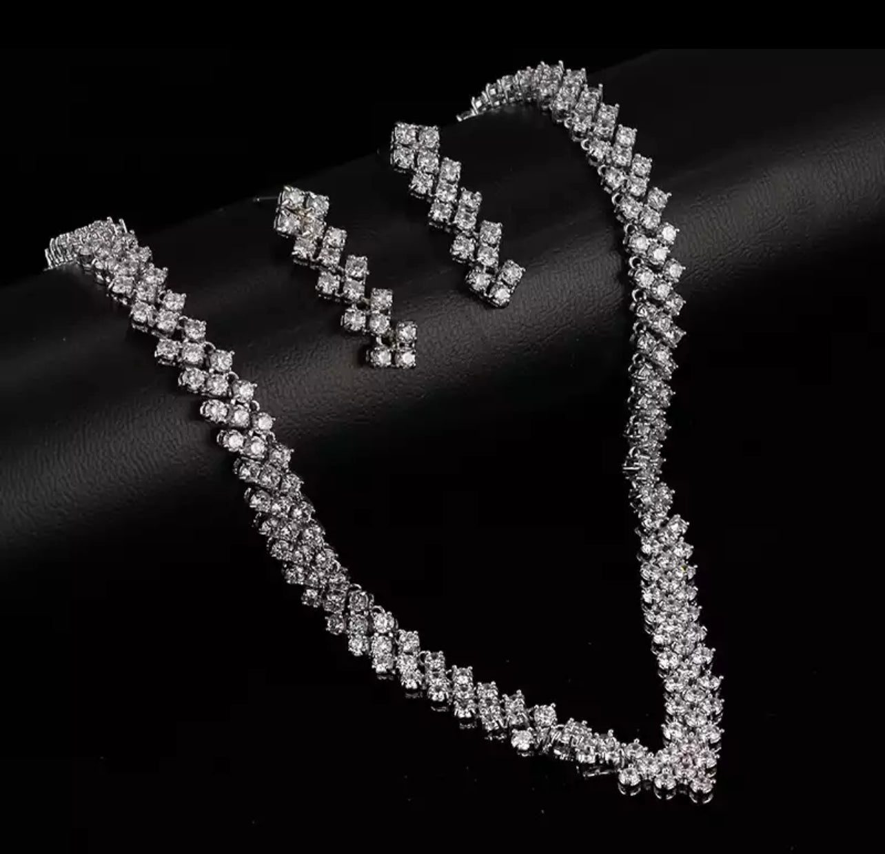 V Tennis Bridal Necklace