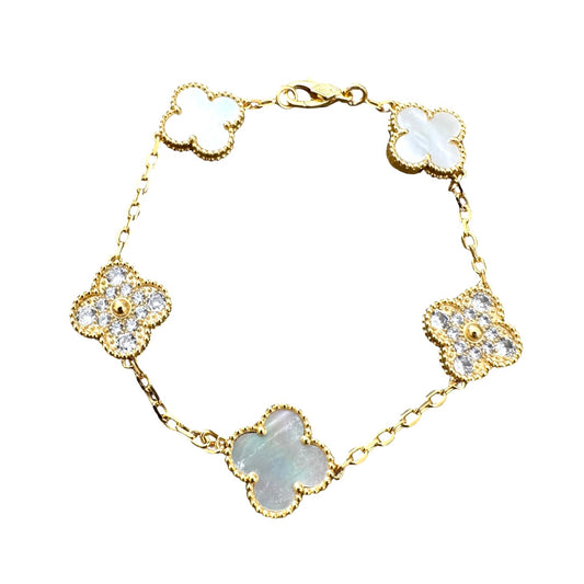 Gold & Pearl Vintage Pearl Pave Bracelet (925)