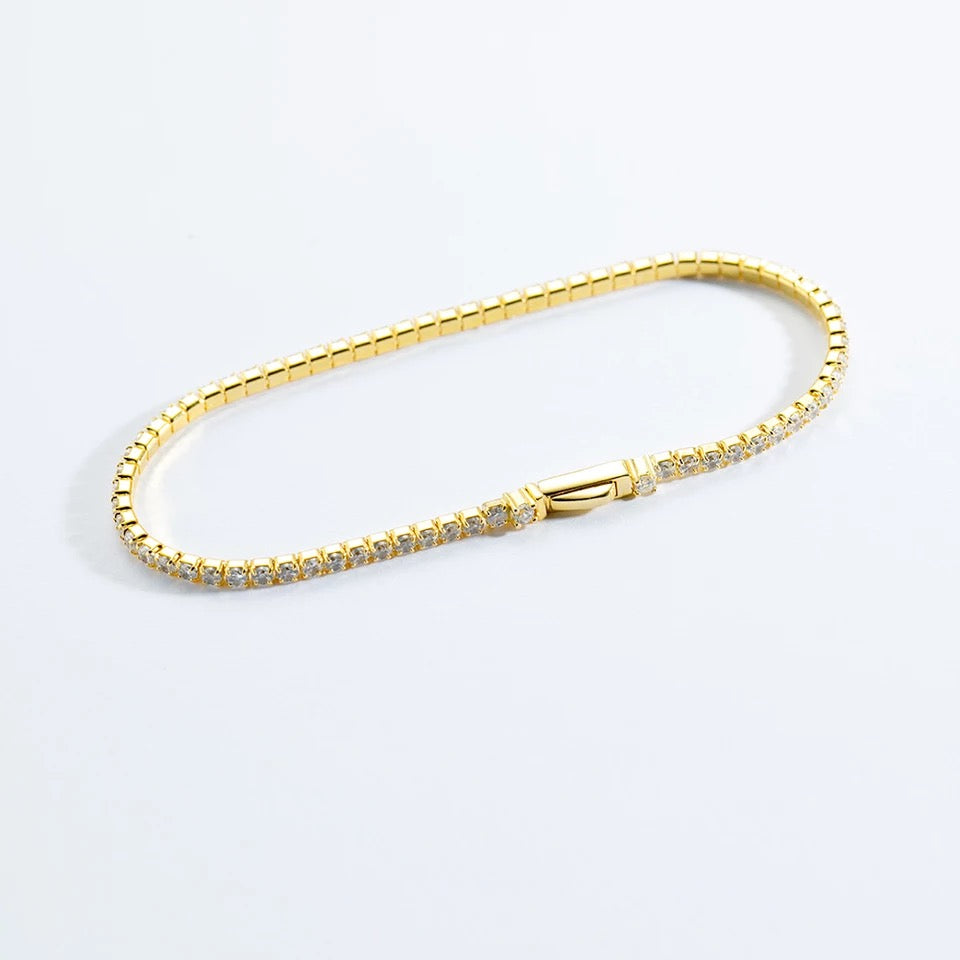 Gold Locker Tennis Bracelet (2mm)