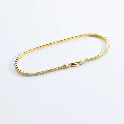 Gold Locker Tennis Bracelet (2mm)