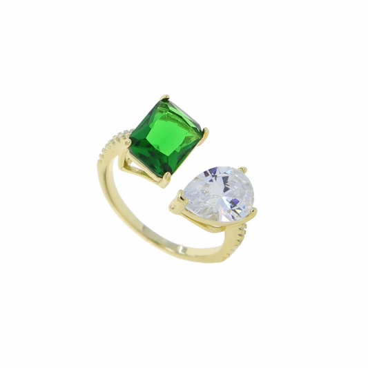 Open Emerald Cubic Ring