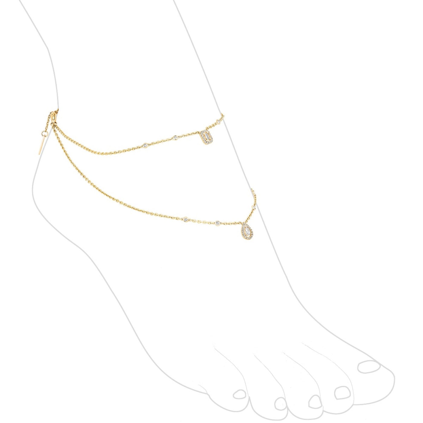 Yellow Gold Designer Double Anklet