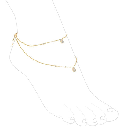 Yellow Gold Designer Double Anklet