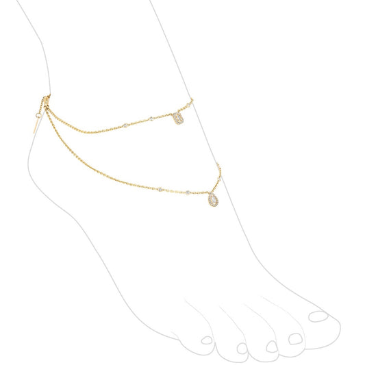 Yellow Gold Designer Double Anklet