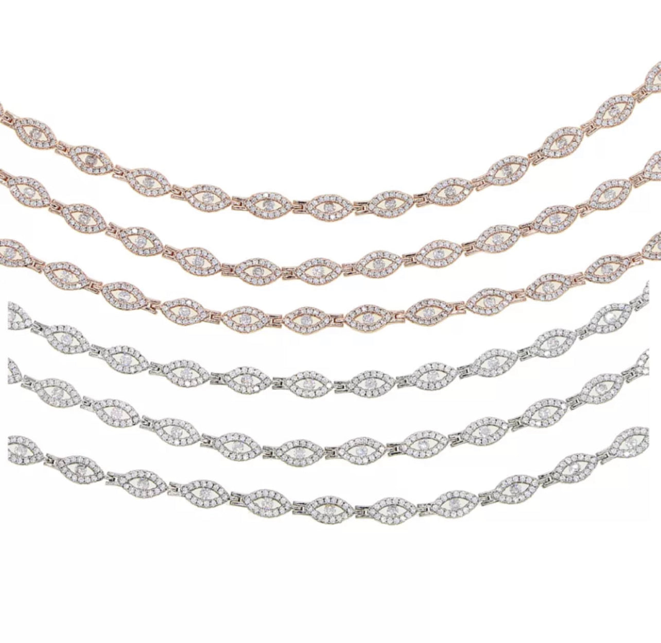 Rose Gold Pave Glam Evil Eye Necklace