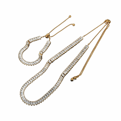 Gold Baguette Tennis Set