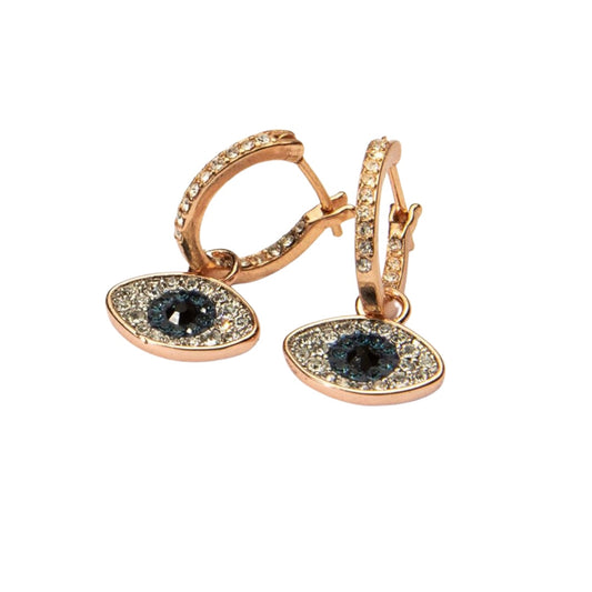 Moonlight Rose Gold Evil Eye Drop Earring