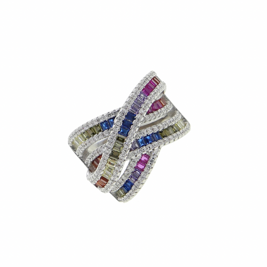 Crossover Layered Candy Baguette Ring