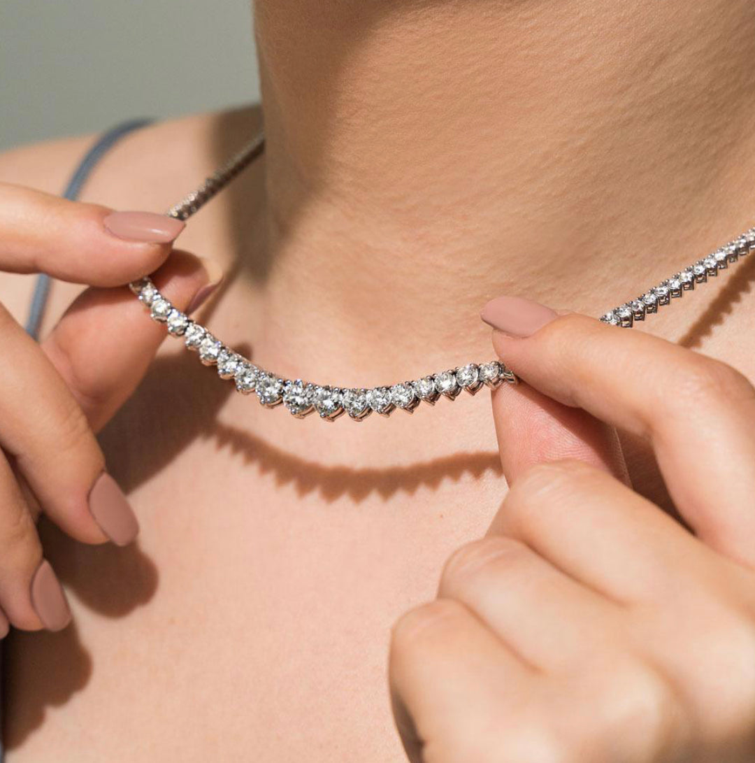Silver Graduation Tennis Necklace