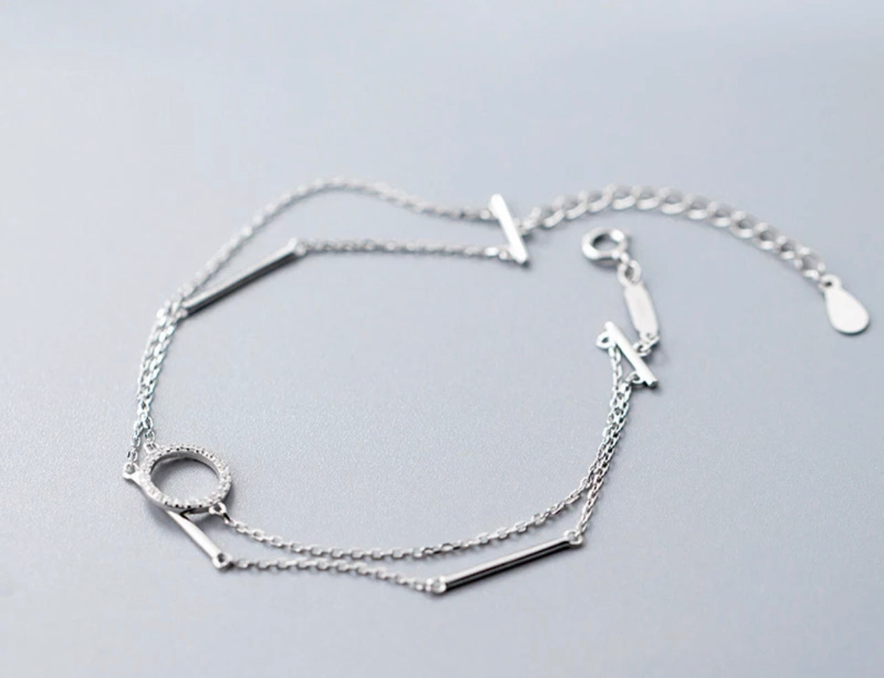 Silver Double Strand Circle of Life Bracelet
