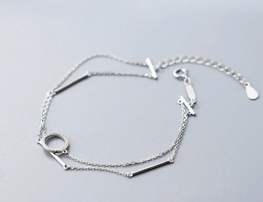 Silver Double Strand Circle of Life Bracelet