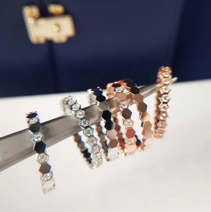 HoneyComb Kiss Stack Ring (925, Vermeil)