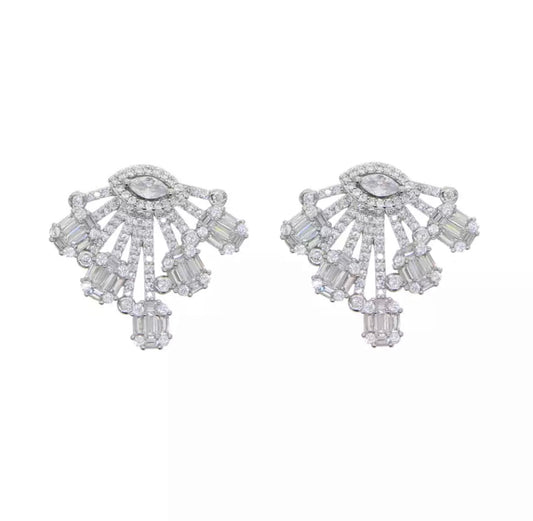 Silver Glitz Evil Eye Earring