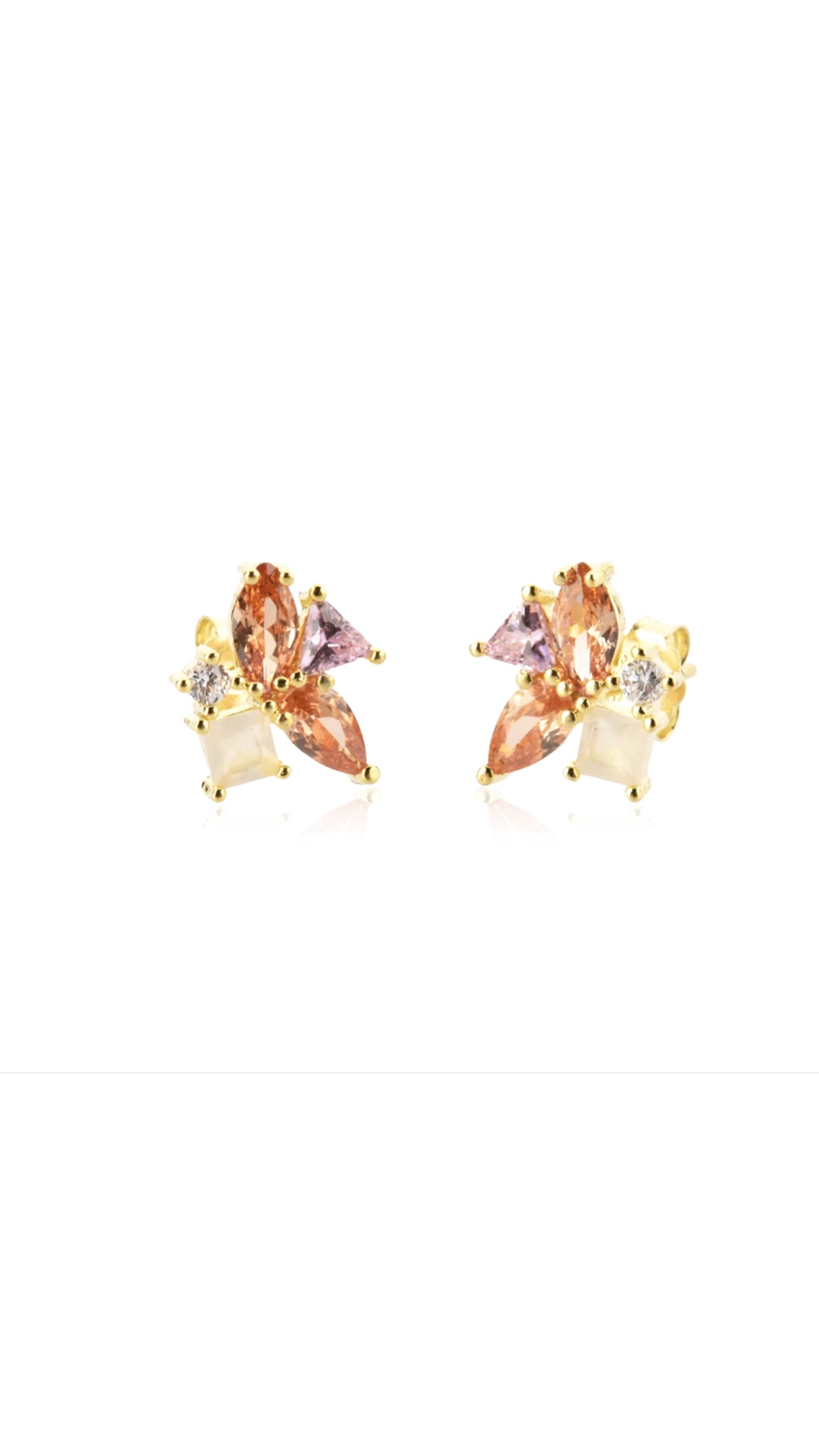 Champagne Flower Stud (925, Vermeil)