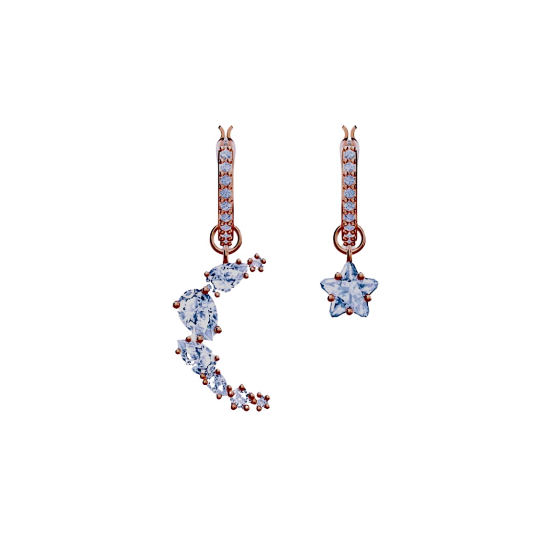 Starry Rose Crescent Earring
