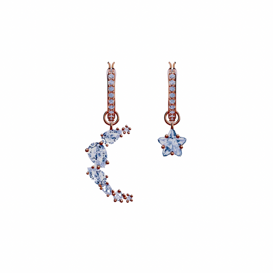 Starry Rose Crescent Earring