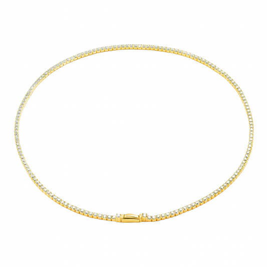 Gold Locker Tennis Necklace (925, 2mm)