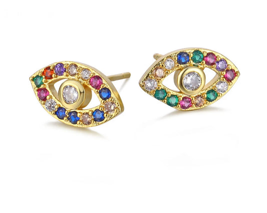 Rainbow Evil Eye Earring