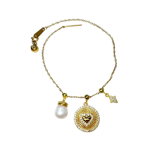 Elite Series Gold Secret Mama Pearl Charm Bracelet (925, Gold Vermeil)