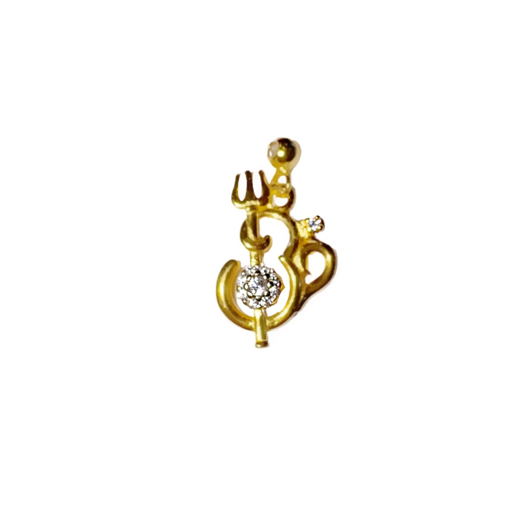 Elite Series Gold NSCD Trident Bloom Aum Charm (925, 18k Vermeil)