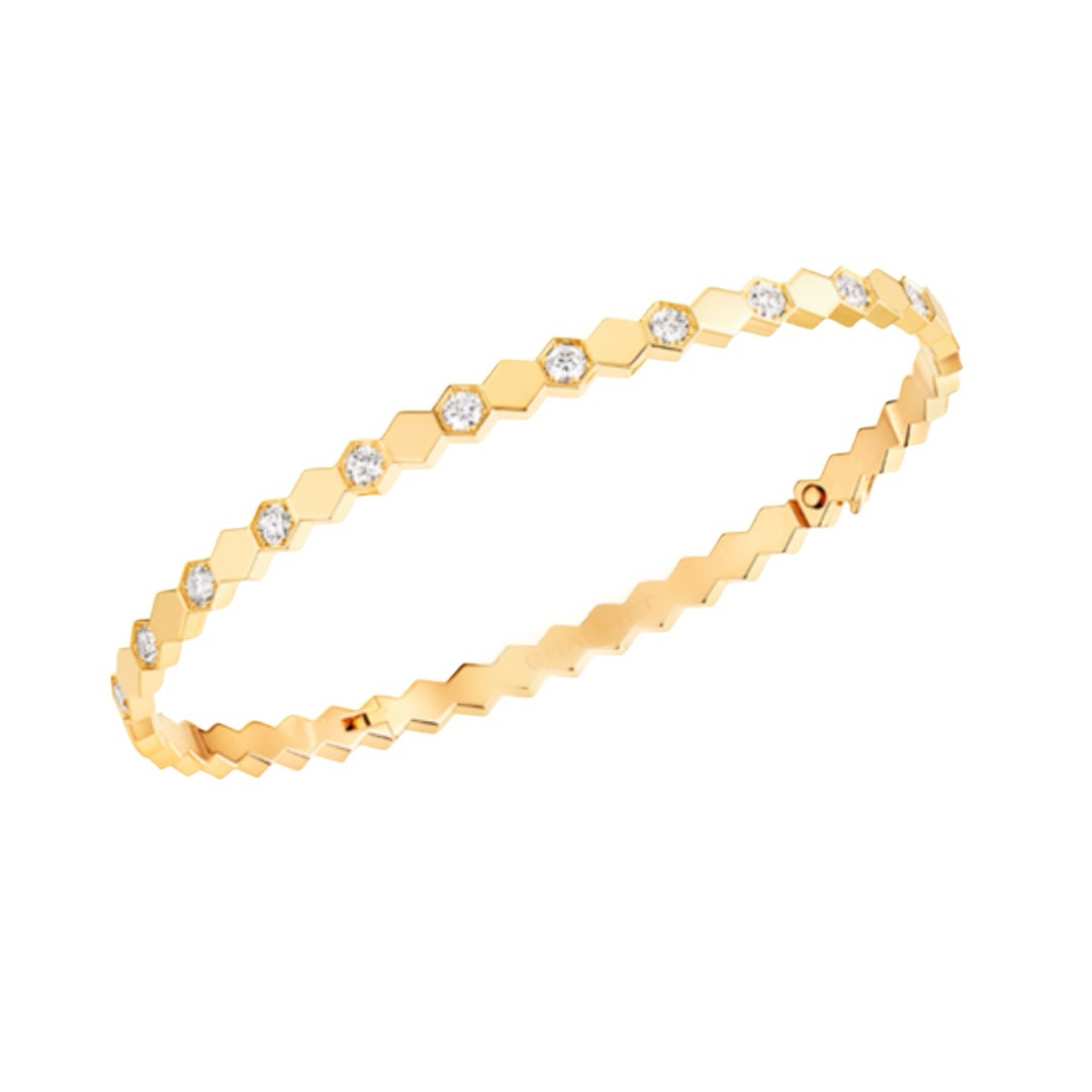 Gold Honeycomb NSCD Luxe Bangle (925, Vermeil)
