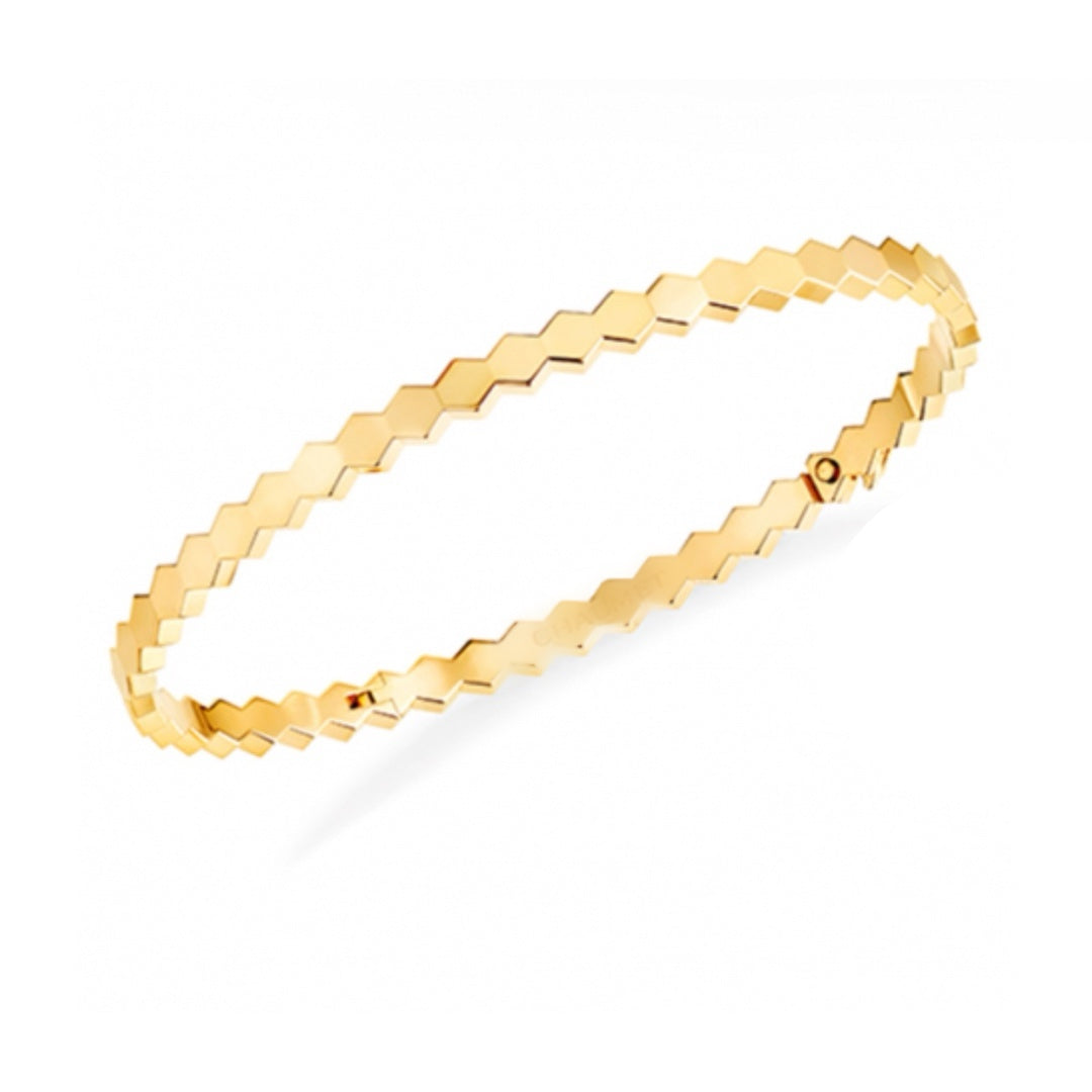 Gold Honeycomb Satin Luxe Bangle (925,Vermeil)