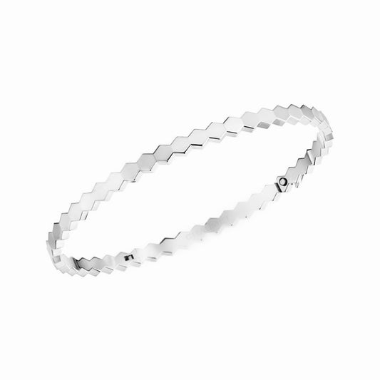 Silver Honeycomb Satin Luxe Bangle (925, Vermeil)