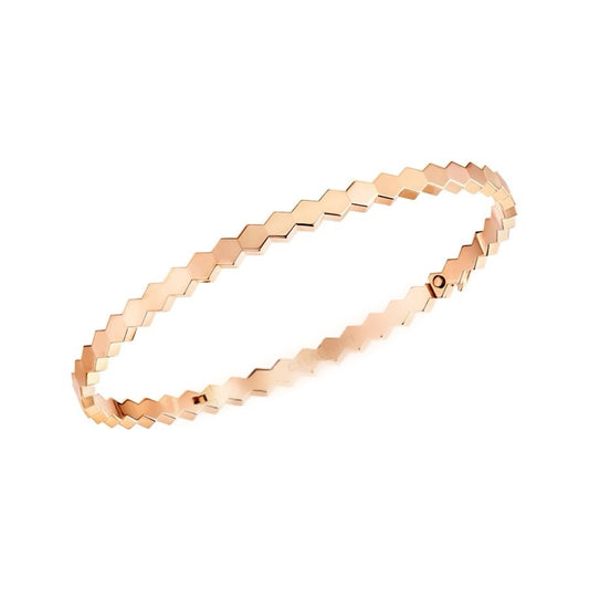 Rose Gold Honeycomb Satin Luxe Bangle (925, Vermeil)