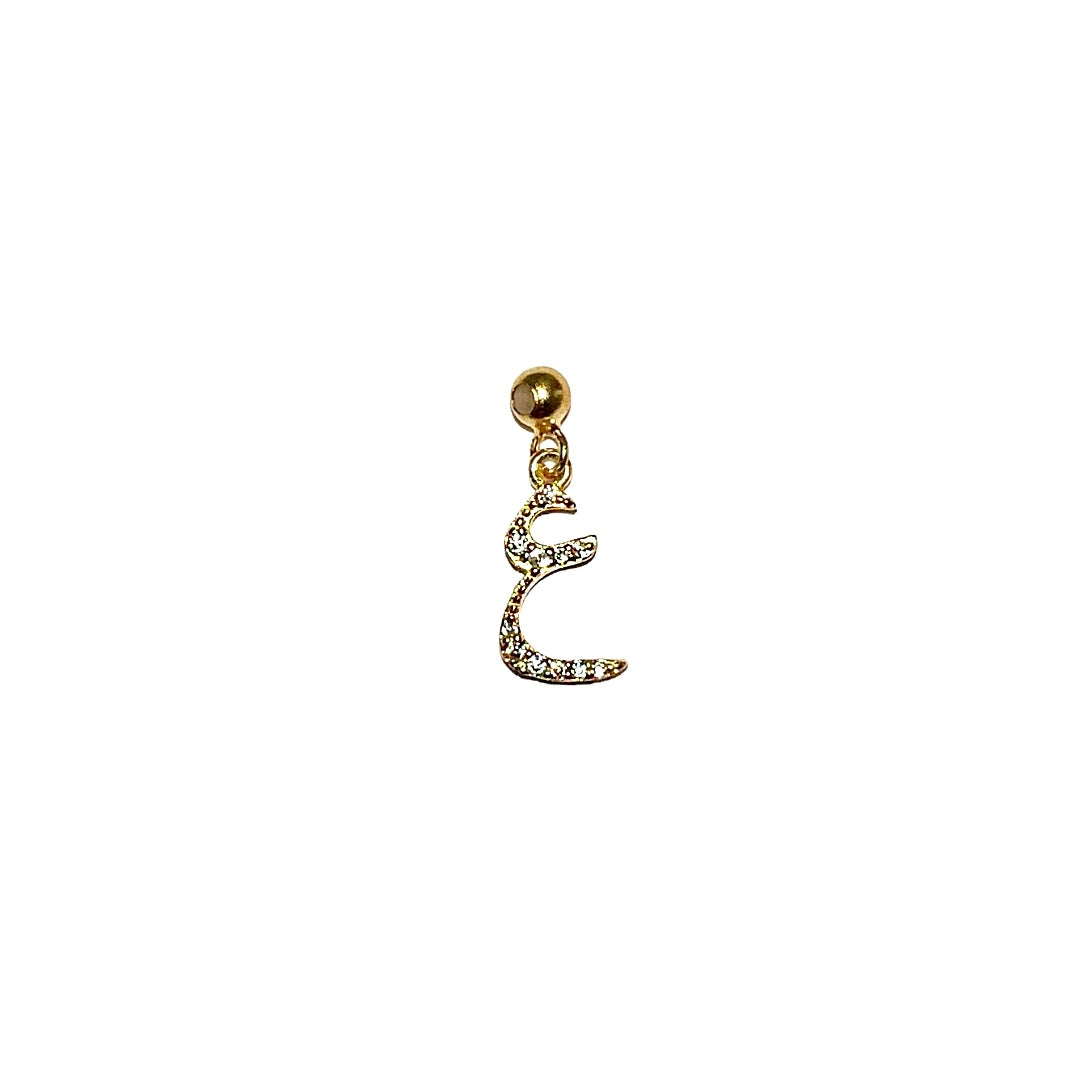 Elite Series Gold Arabic Ayn Pave Initial Charm (925, Vermeil)