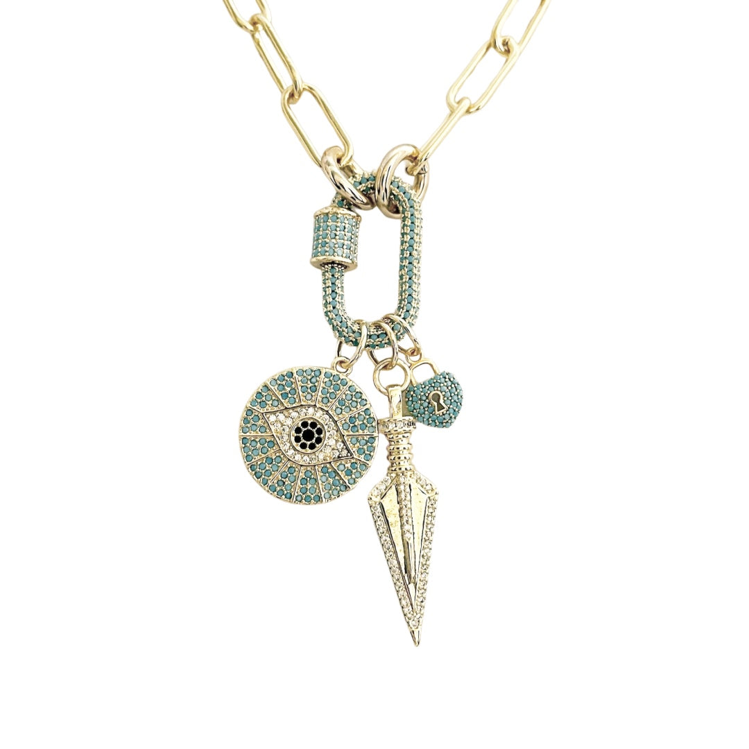 Bahama Blue Evil Eye Charm Necklace