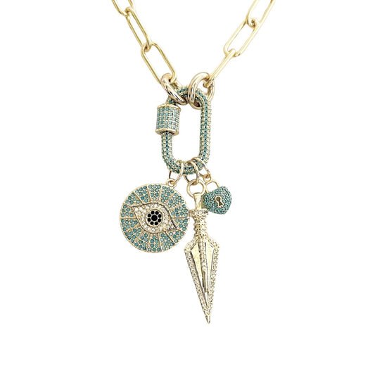 Bahama Blue Evil Eye Charm Necklace