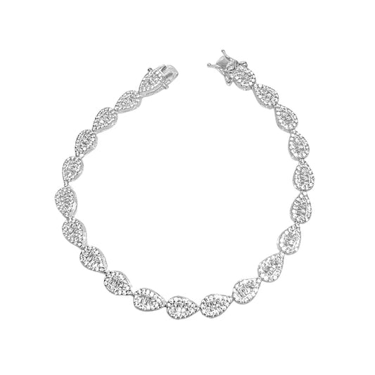 Intricate Pear Baguette & Brilliant Bracelet (925, Vermeil)