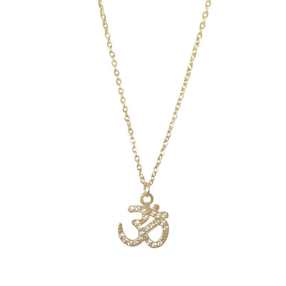 Gold Sparkle Dainty Aum Necklace (Stainless Steel)