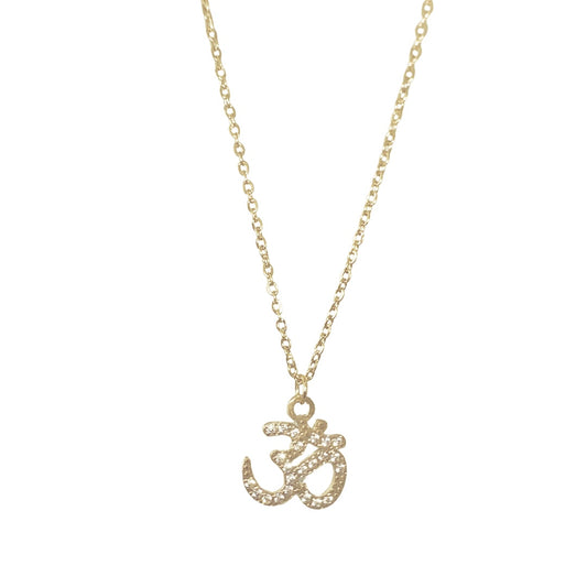 Gold Sparkle Dainty Aum Necklace (Stainless Steel)