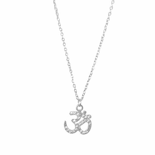 Silver Sparkle Dainty Aum Necklace (Stainless Steel)