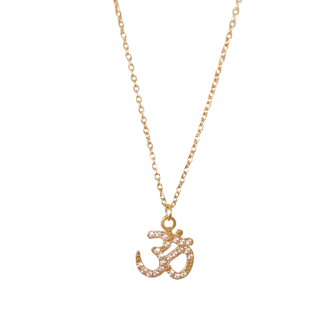 Rose Sparkle Dainty Aum Necklace (Stainless Steel)