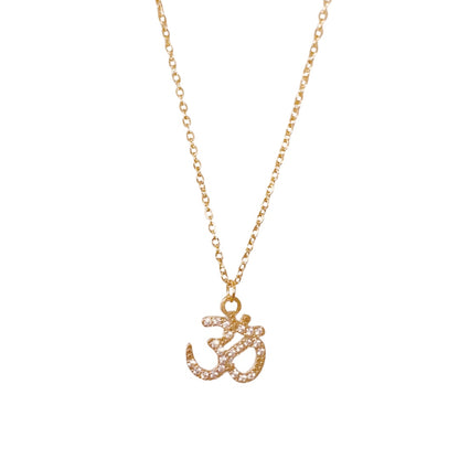 Rose Sparkle Dainty Aum Necklace (Stainless Steel)