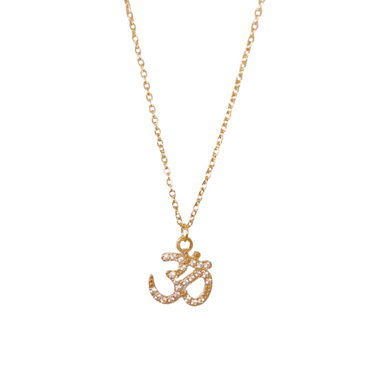 Rose Sparkle Dainty Aum Necklace (Stainless Steel)