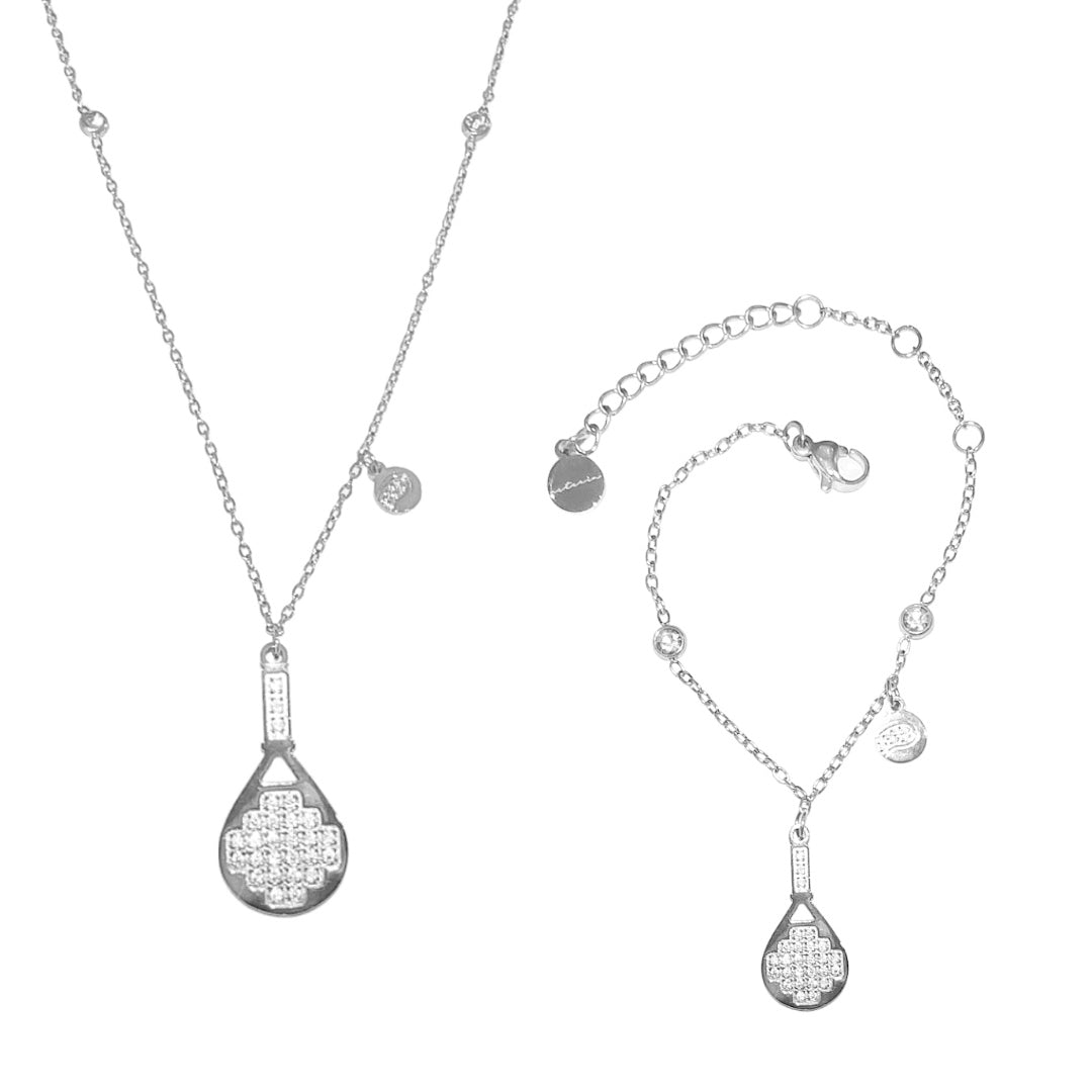 Silver Luxe Ball Charm Padel Necklace & Bracelet