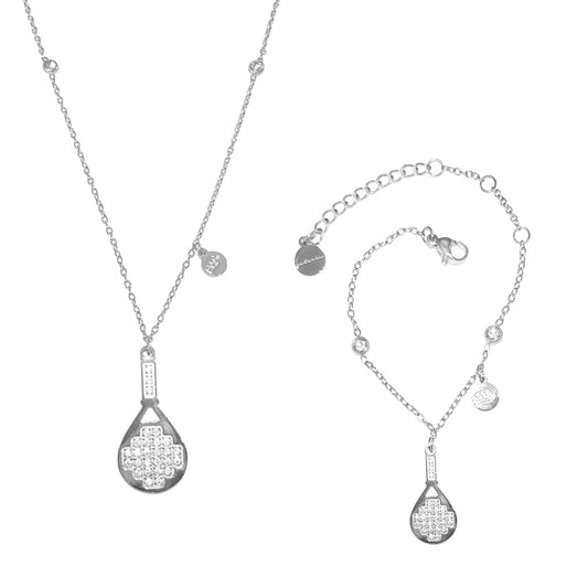 Silver Luxe Ball Charm Padel Necklace & Bracelet