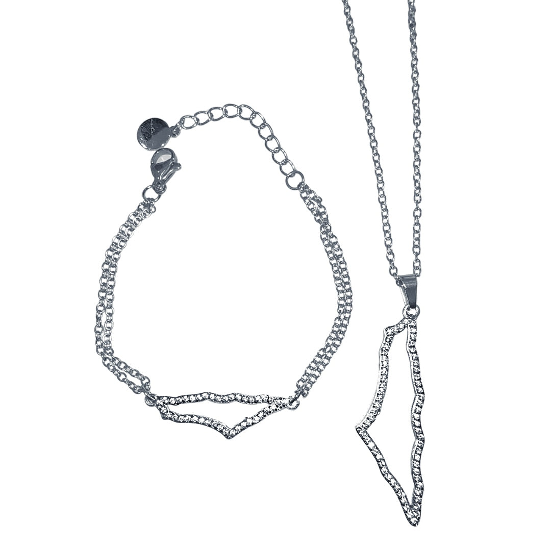 Stellar Pave Pendant and Bracelet (Silver)