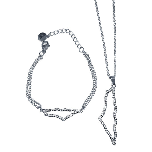Stellar Pave Pendant and Bracelet (Silver)