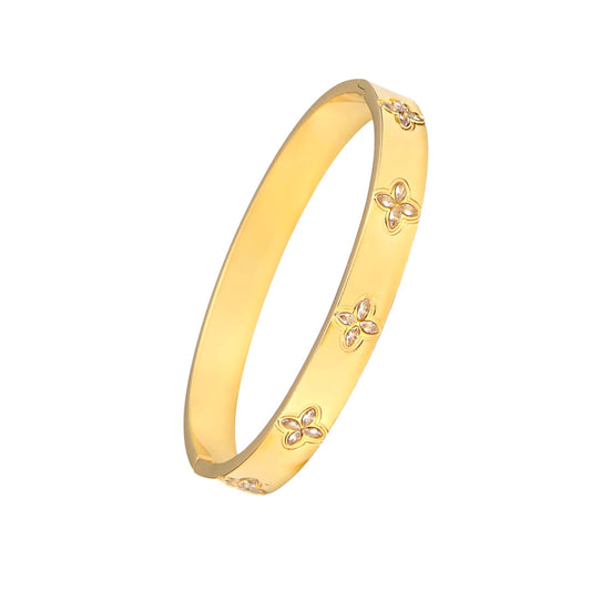 Gold Floral Marquise Waterproof Bangle