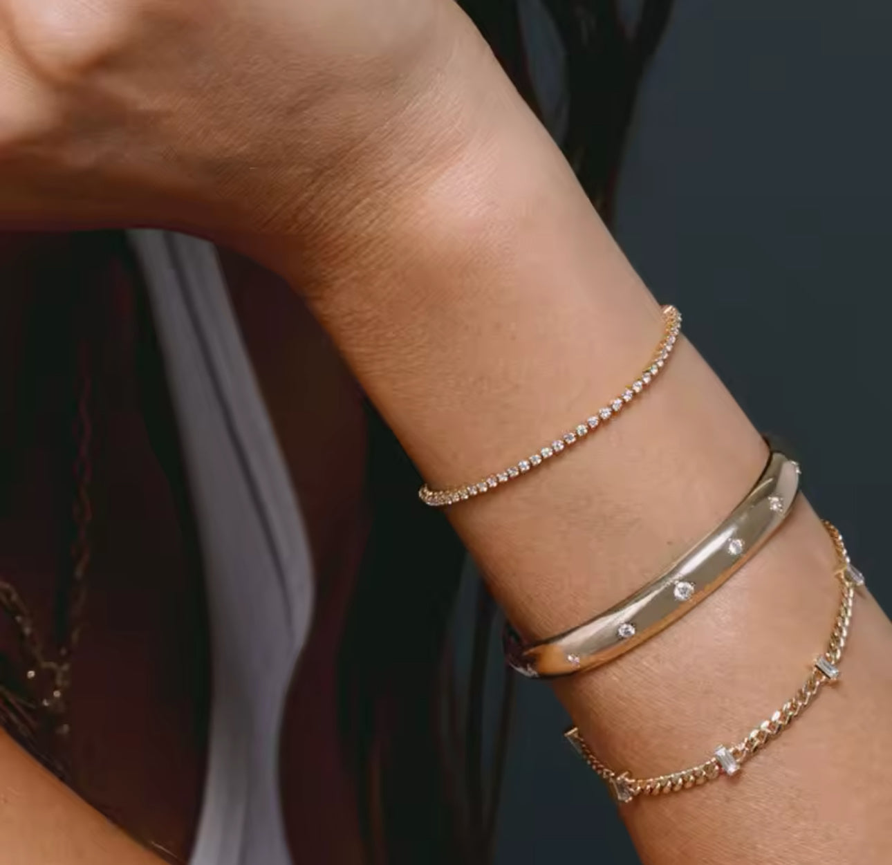 Gold Beautique Necklace & Bracelet Set (Mix Metal)