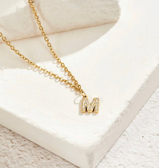 Gold Sweet Petite Initial Necklace (Stainless Steel)