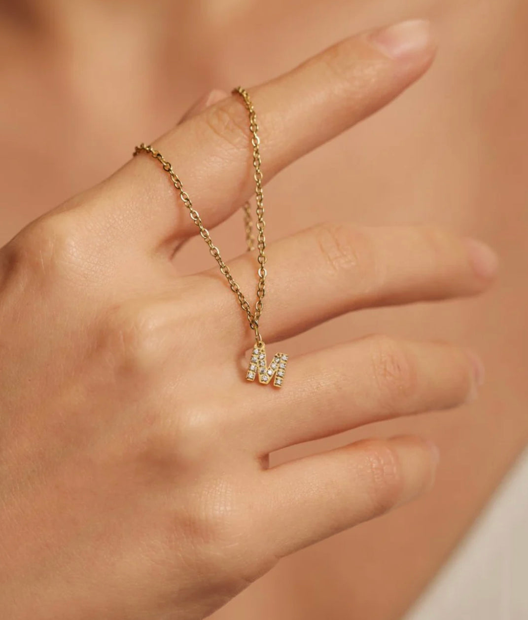 Gold Sweet Petite Initial Necklace (Stainless Steel)