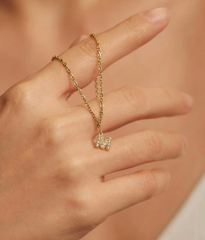 Gold Sweet Petite Initial Necklace (Stainless Steel)