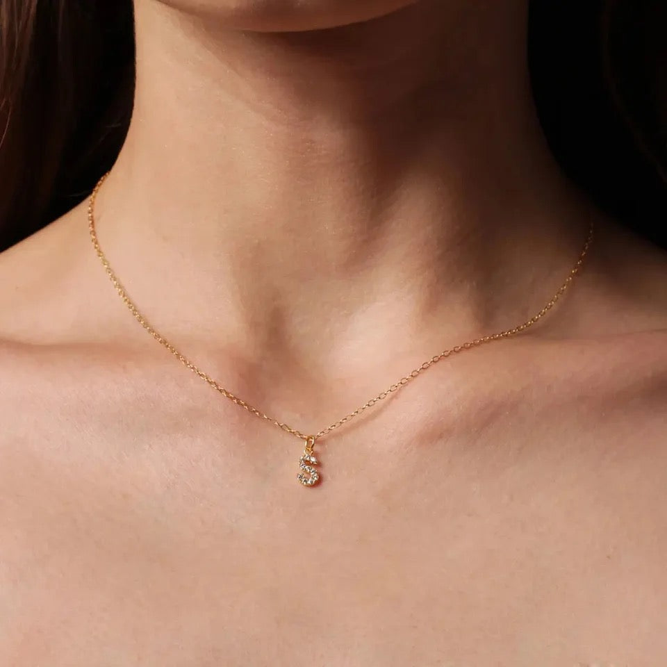 Gold Sweet Petite Initial Necklace (Stainless Steel)