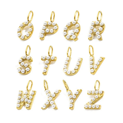 Gold Sweet Pearl Initial Necklace (Stainless Steel)