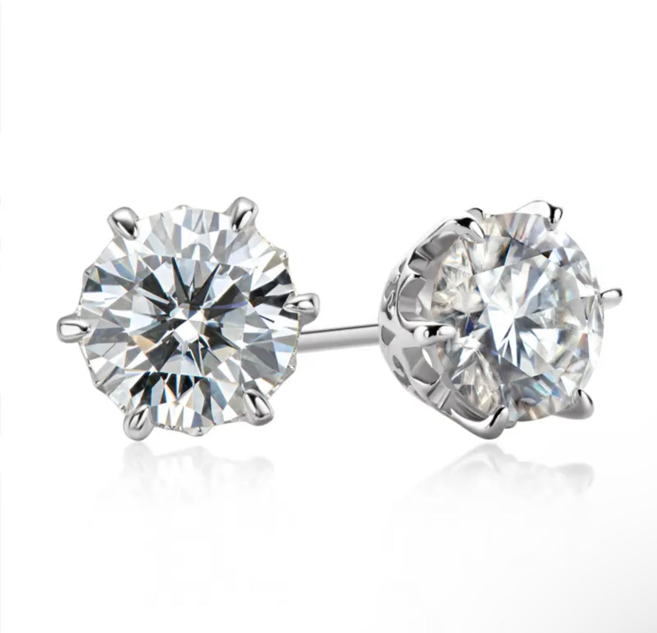 Artisan Moissanite Solitaire Earring (6.5mm, 925, 1 Carat, 2TCW)